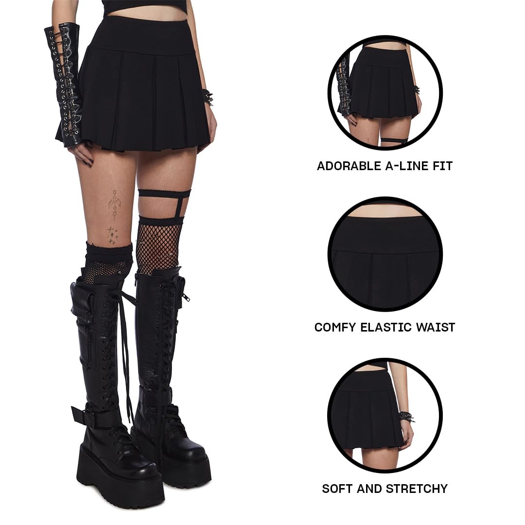 Dolls Kill Wicked Scholar Pleated Mini Skirt by Current Mood - Skit with A-Line Fit and Elasticized Waist