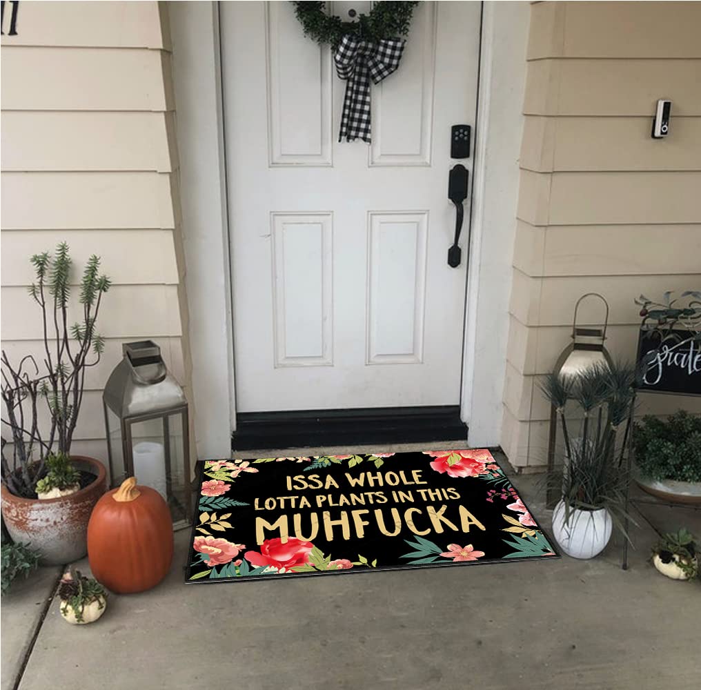 ZUYOENCO Doormat, ISSA Whole Lotta Plants in This muhfucka, Funny Welcome Mat, 23.6X15.7 Inch, Green: Issa Whole Lotta Plants in This Muhfucka