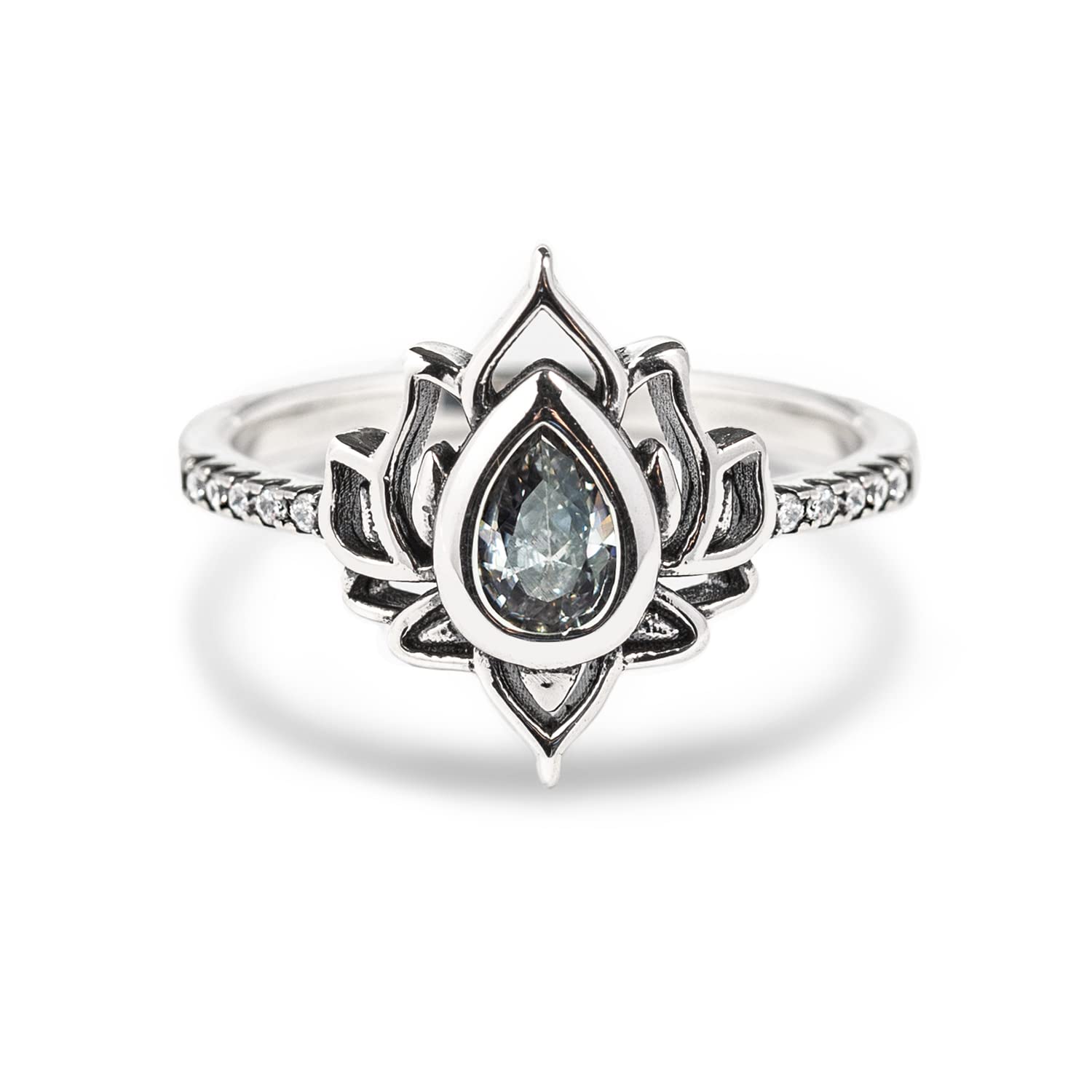 STORYJEWELLERY Lotus Promise Ring for Women, Silver Lotus Flower Ring for Women, No Mud No Lotus Dainty Ring for Women, Empowering Ring for Girls, Jewelry Gifts for Women
