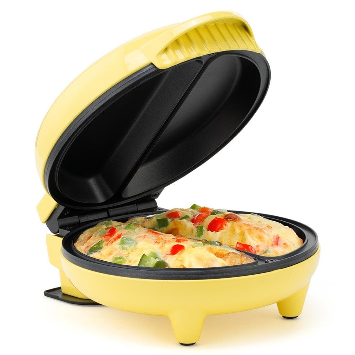 Holstein Housewares - Non-Stick Omelet & Frittata Maker, Yellow/Stainless Steel - Makes 2 Individual Portions Quick & Easy: 2 Section Yellow