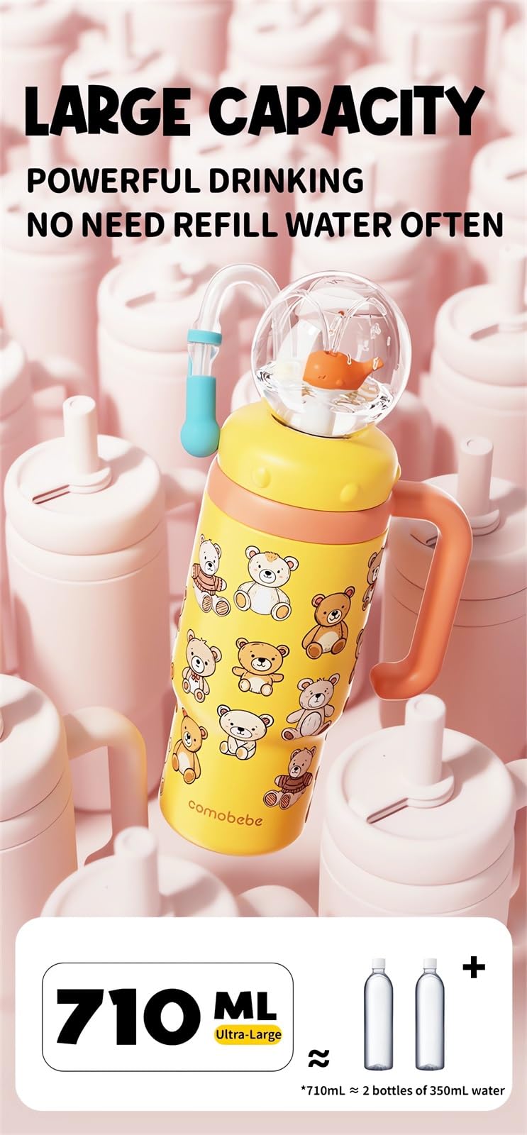 Stainless Steel Whale Fountain Tumbler with Handle 2025 Drinking Cup with Whale Squirt Insulated Travel Tumblers Kids Weighted Sippy Cup No Spill Cute Water Bottle with Lids and Straws Leak Proof ()