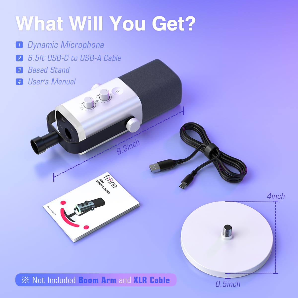 FIFINE USB/XLR Dynamic Microphone for Podcast Recording, PC Computer Gaming Streaming Mic with RGB Light, Mute Button, Headphones Jack, Desktop Stand, Vocal Mic for Singing YouTube-AmpliGame AM8 thumbnail 7