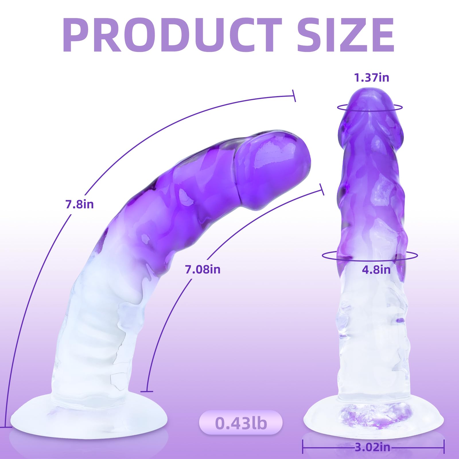 Sex Toy Realistic  Dildo for Women - TUFEEL G Spot Adult Toys, Gradient Clear Penis with Strong Suction Cup, Soft Lifelike Dick for Beginner & Couples Anal Vaginal Sexy Play, Strap-on Pleasure: Dark Purple
