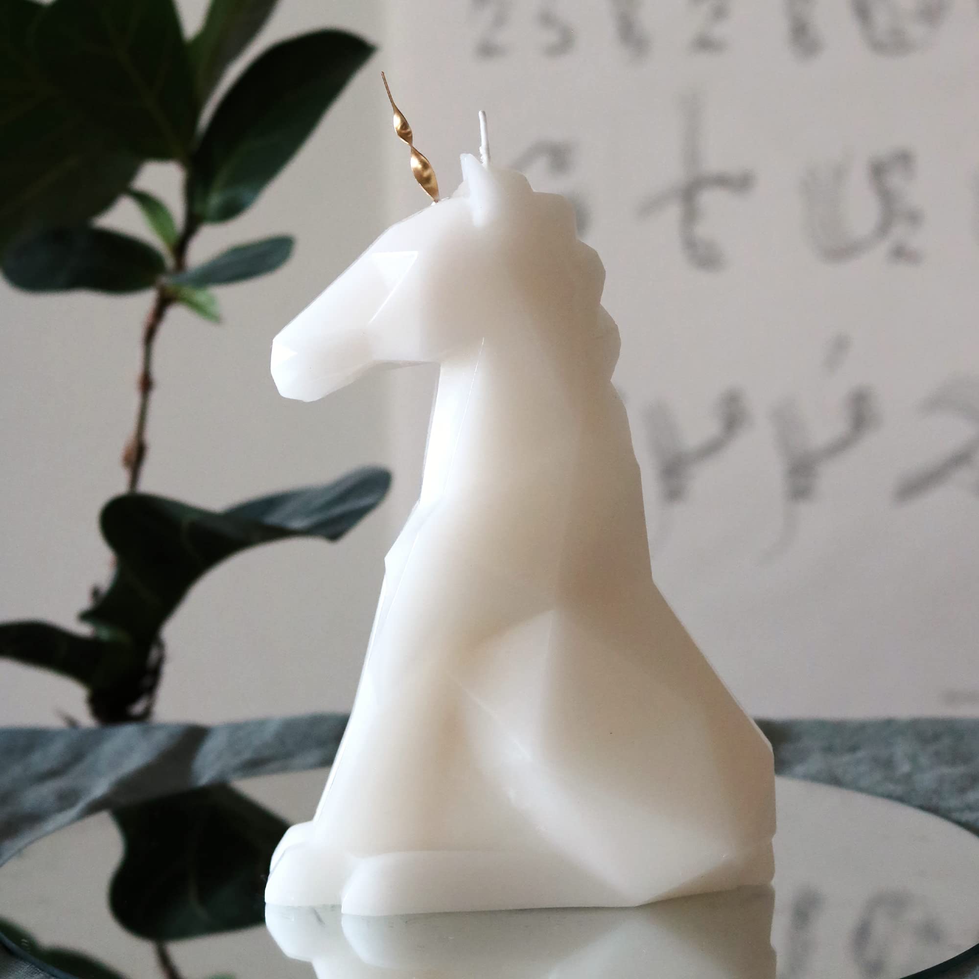 PyroPet Einar Unicorn Candle (White, Scented) - Metallic Skeleton | Halloween Decor | Gift for Unicorn Fans | 16-Hr Burn | 5.1x2.6x8 in