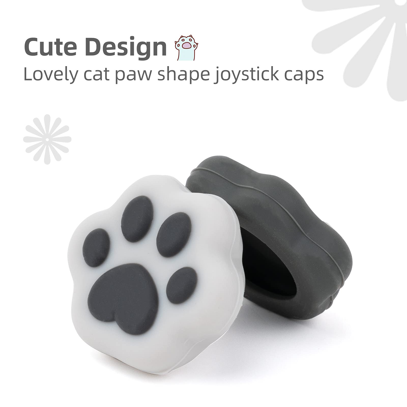 GeekShare Cat Paw Shape Thumb Grip Caps Soft Silicone Joystick Cover Compatible with Switch/OLED/Switch Lite,4PCS (Pink & Blue)