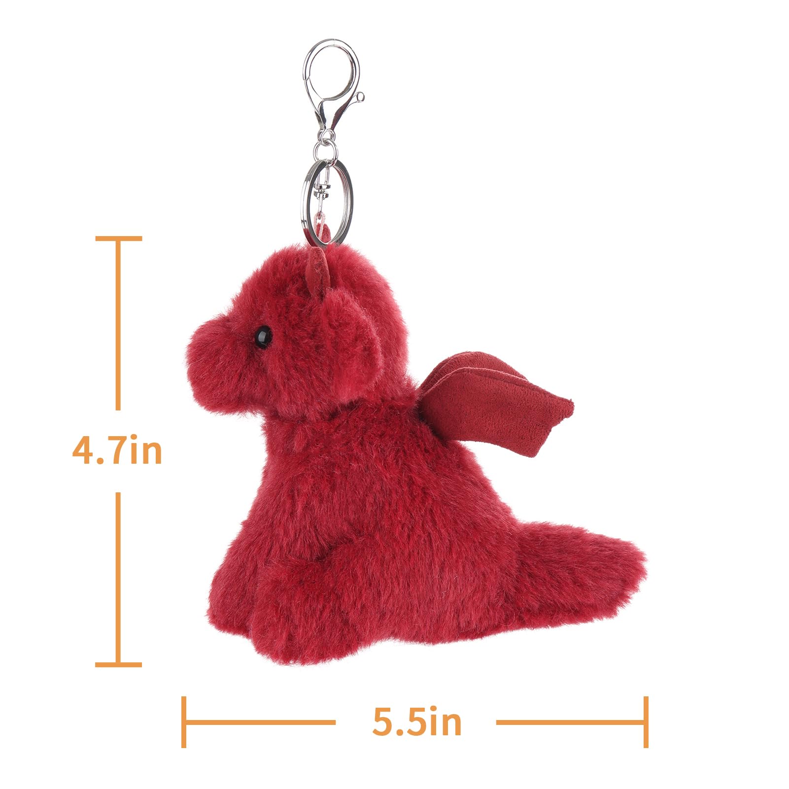Apricot Lamb Cute Toys Plush Red Dragon Dinosaur Stuffed Animal Soft Keychain for Kids Bag, Purse, Backpack, Handbag (Red Dragon，4.7 Inches)