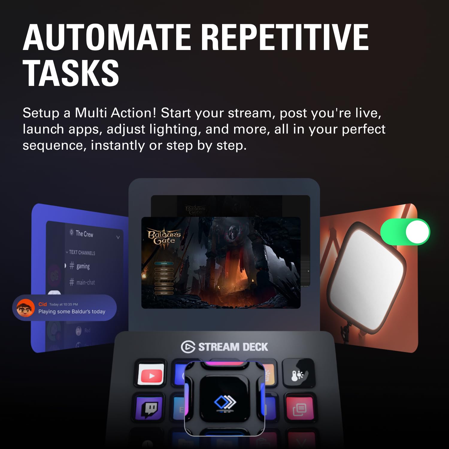 Elgato Stream Deck MK.2 – Studio Controller, 15 macro keys, trigger actions in apps and software like OBS, Twitch, ​YouTube and more, works with Mac and PC: Black