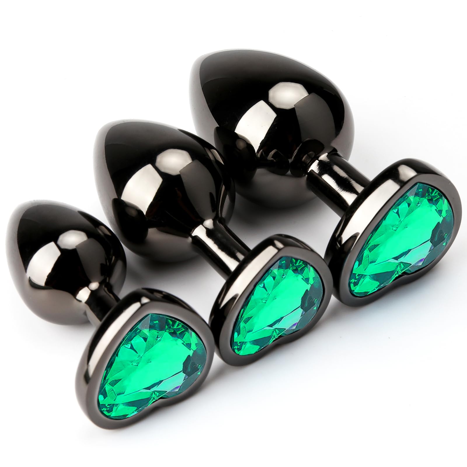 HISIONLEE Anal Plug 3PCS Sex Toys Anal Training Set Metal Butt Plug Adult Trainer Kit Toy with Crystal Diamond S&M Adult Gay Anal Plugs Toy for Beginners Couples Women Men Unisex(): Green