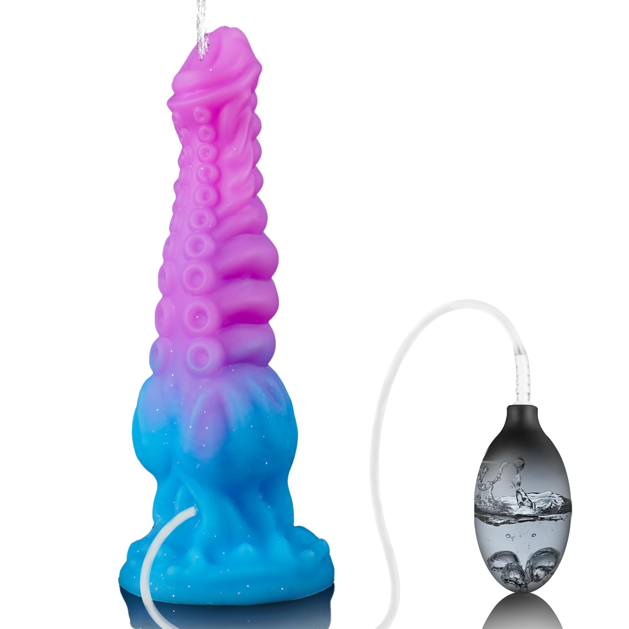 9.7" Squirting Tentacle Dildo, Fantasy Monster Dragon Dildo with Knot, Soft Silicone Ejaculating Toy with Strong Suction Cup, Adult Pleasure Sex Toy for Women Men