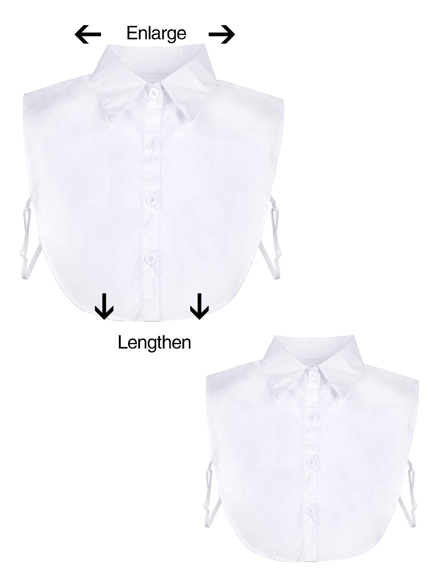 EBOOT Fake Collar Detachable Dickey Blouse Half Shirts for Girls and Women (White, Medium)