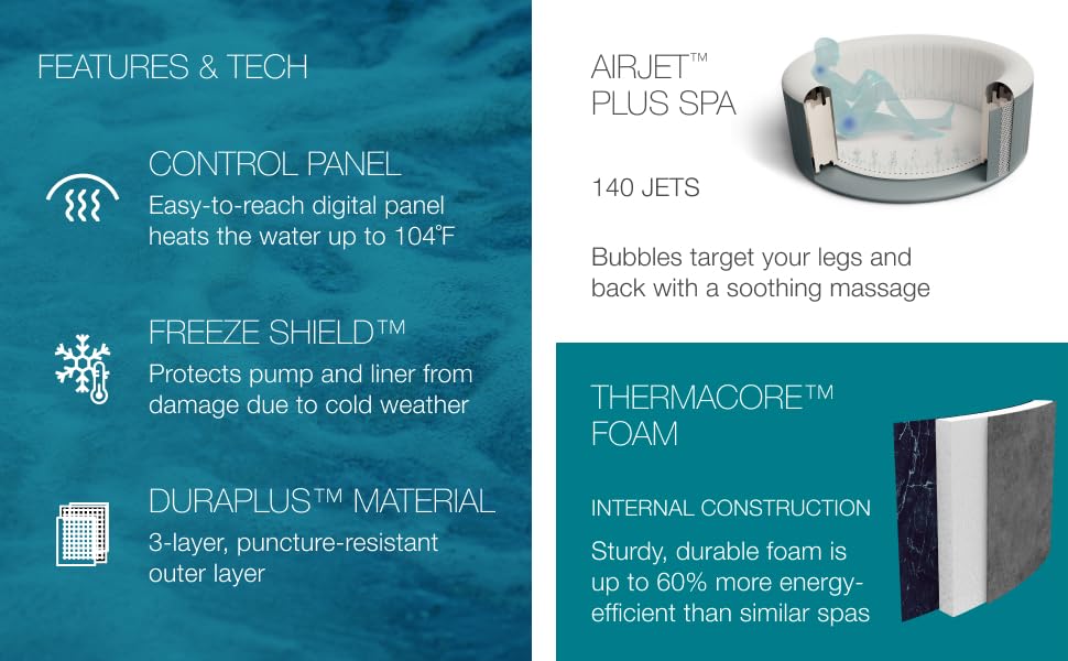 Bestway SaluSpa Paris ThermaCore UltraFit Smart AirJet Rigid Foam Hot Tub Spa (67" x 25.5") | Fits Up to 4-6 Persons | Grey Marble: Bestway SaluSpa Paris ThermaCore UltraFit Smart AirJet Rigid Foam Hot Tub Spa (67" x 25.5") | Fits Up to 4-6 Persons | Grey Marble