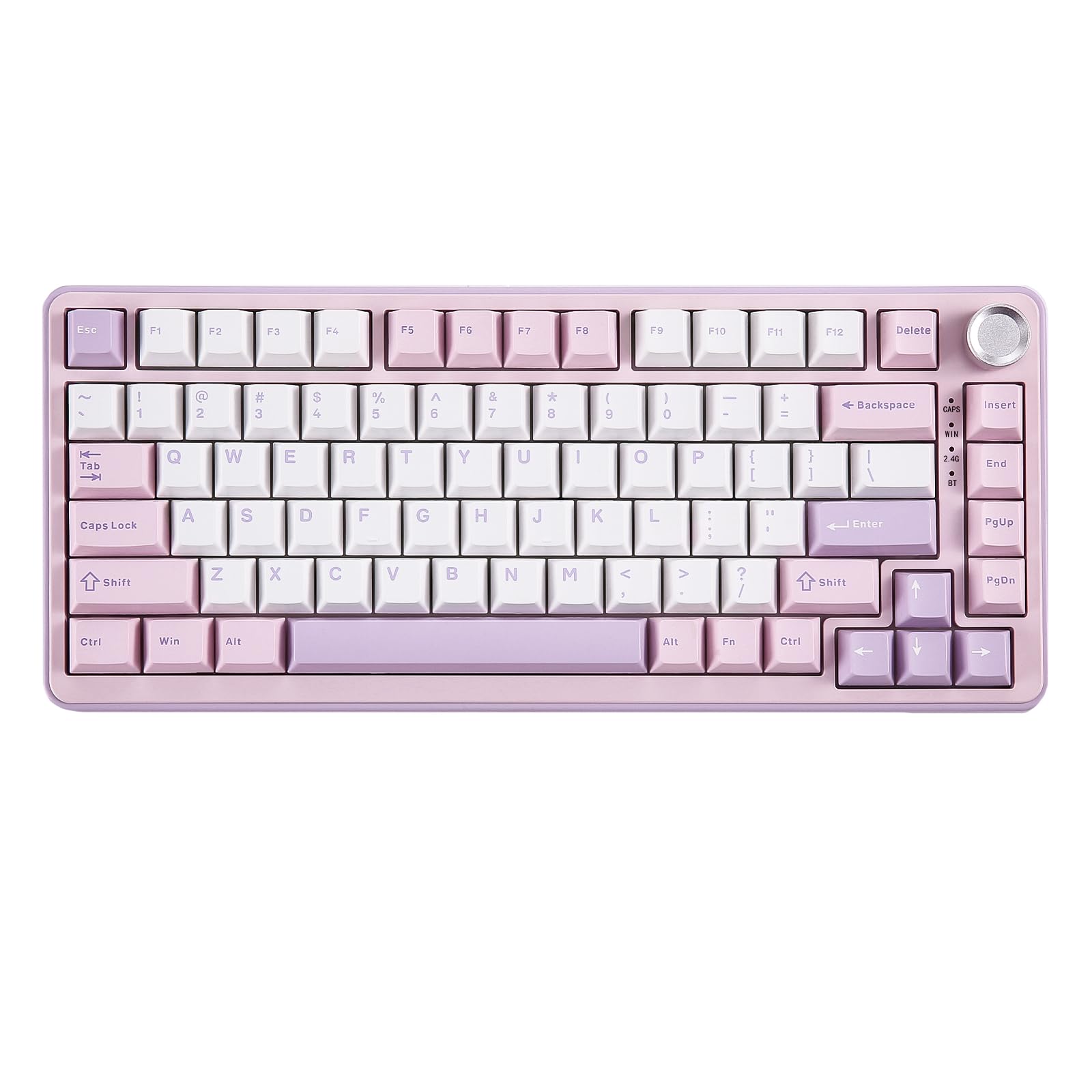 YUNZII B75 PRO Wireless Mechanical Keyboard,75% Layout with Knob,Hot Swap Gasket Custom Structure,Creamy Pre-lubed Switches,RGB Backlit,Bluetooth/Type-C/2.4G for Win/Mac(Milk Switch,Purple)