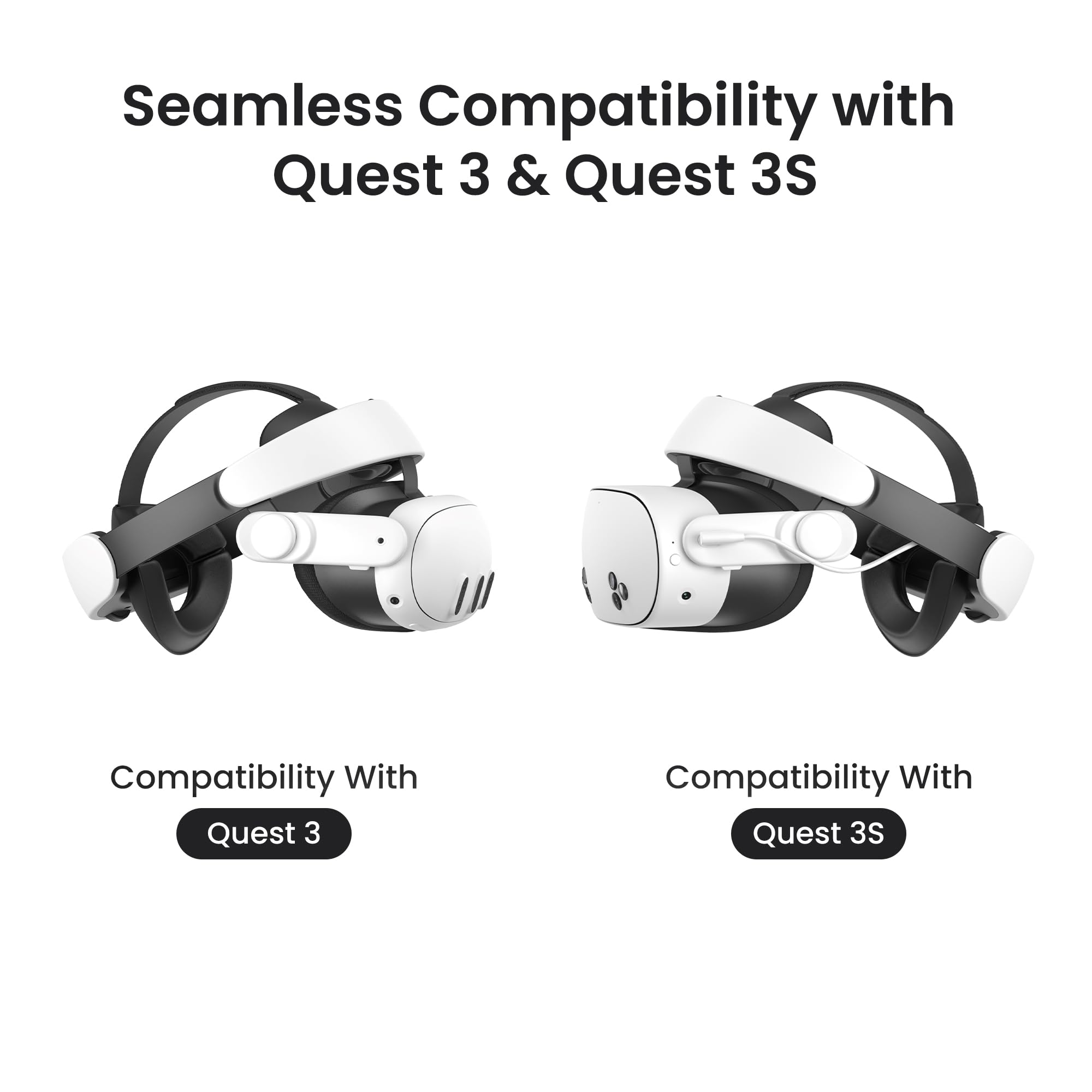 Kiwi Design H4 Boost Comfort Battery Head Strap Accessories for Meta/Oculus Quest 3/Quest 3s, Dual Fast Charge The VR Headset and Battery Strap in 2.5h, Halo Head Strap Reduce Facial Pressure
