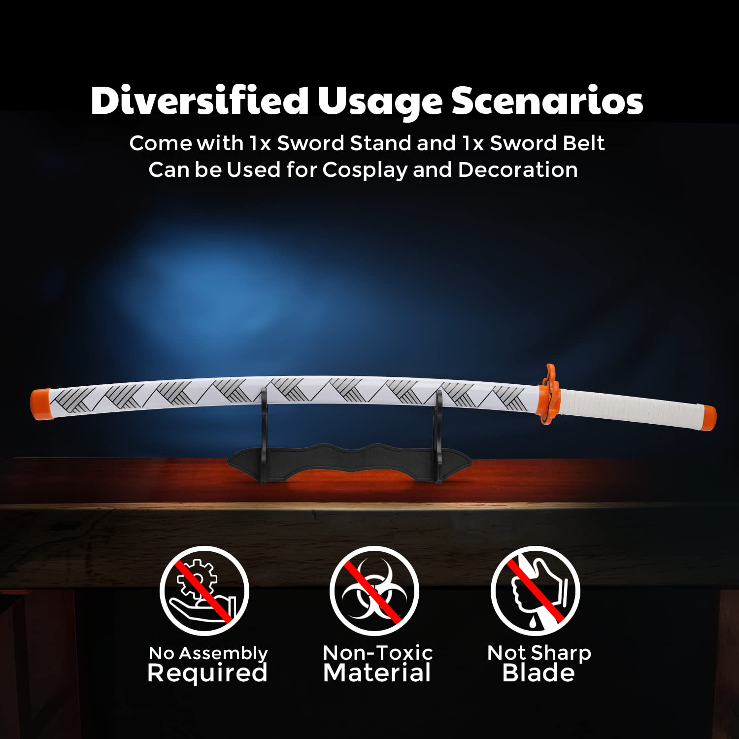 Zisu Demon Katana Sword, About 41 inches, Hashira Pillars & Protagonist Katana for Cosplay Purpose, Anime Original Texture