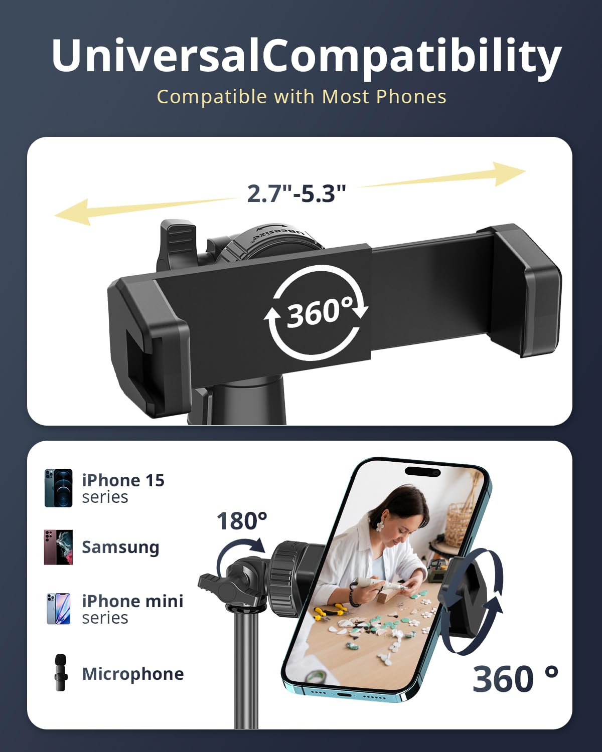UBeesize 12'' Selfie Ring Light with 62’’ Tripod Stand for Video Recording, Live Streaming(YouTube, Instagram, TIK Tok), Compatible with Phones, Cameras and Webcams: White,Warm,Daylight Black