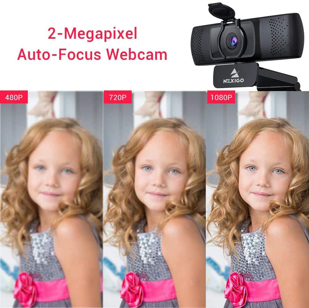 NexiGo N60 1080P Webcam with Microphone, Adjustable FOV, Zoom, Software Control & Privacy Cover, USB HD Computer Web Camera, Plug and Play, for Zoom/Skype/Teams, Conferencing and Video Calling: 1080P Autofocus Webcam
