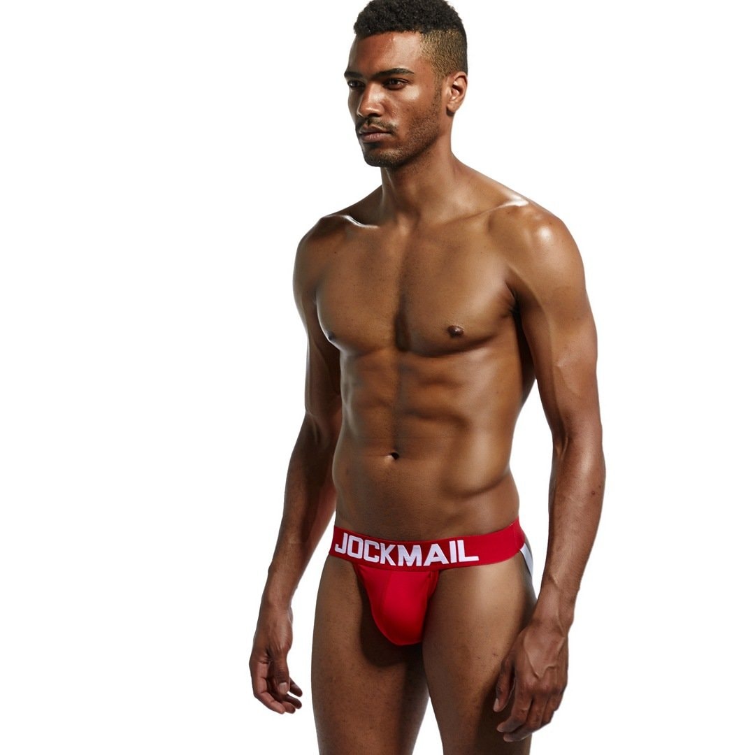 JOCKMAIL Mens Jockstrap Underwear Wide Belt Athletic Supporter Mens Thongs Sport Underwear Jock Strap
