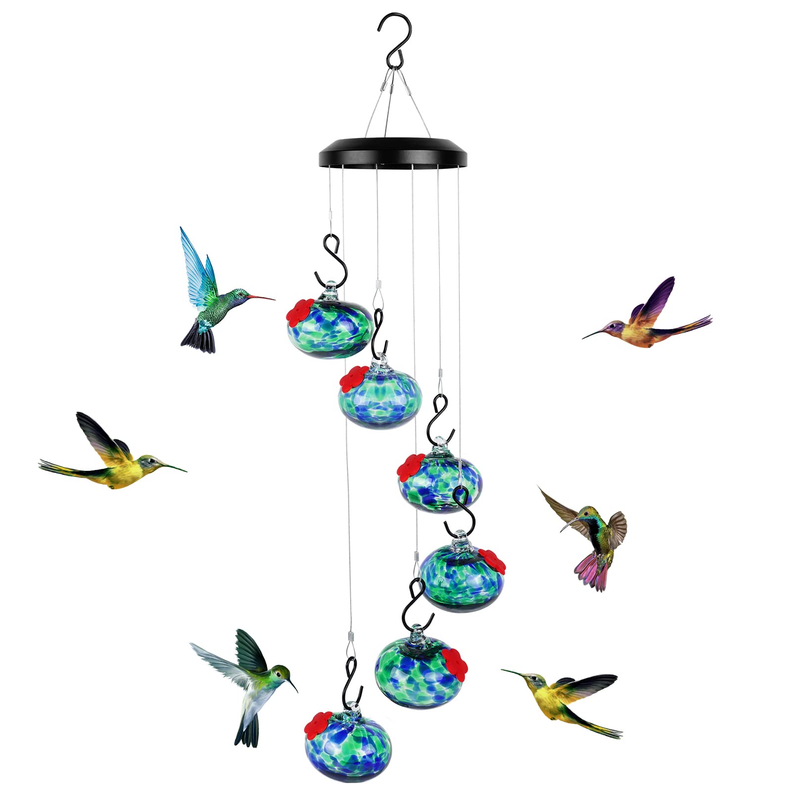 Headak Life Charming Wind Chimes Hummingbird feeders for Outdoors Hanging ant and bee Proof,Never Leak,Perfect Garden Decor for Outside thumbnail 1
