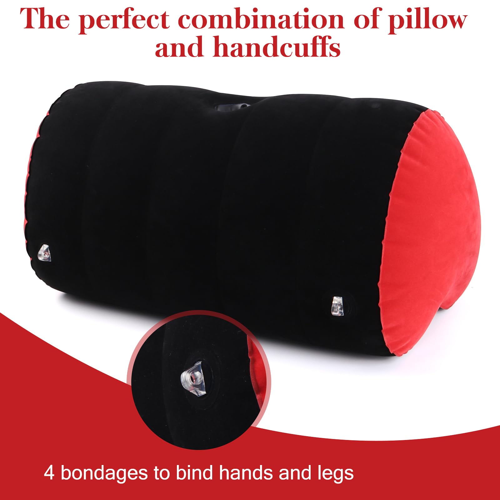 Dfoplde Sex Toy Pillow Position Cushion Pillow Inflatable Ramp Furniture with Adjustable Wrist & Thigh Cuffs Sex Bondage Kit, Sex Body Positioner for Couples Beginner Sm Game Play (Purple): Red-black