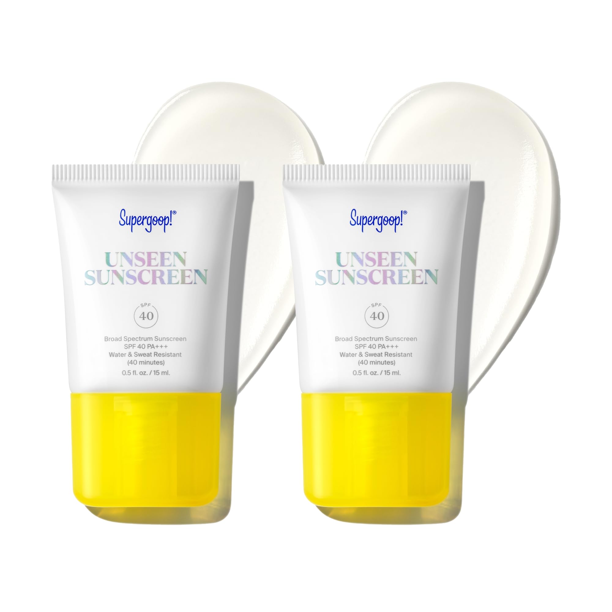 Supergoop! Unseen Sunscreen - SPF 40 - Invisible, Broad Spectrum Face Sunscreen + Makeup-Gripping Primer - Weightless, Scentless, Oil Free - For All Skin Types & Skin Tones - 0.5 fl oz - Pack of 2: 0.5 Fl Oz (Pack of 2)