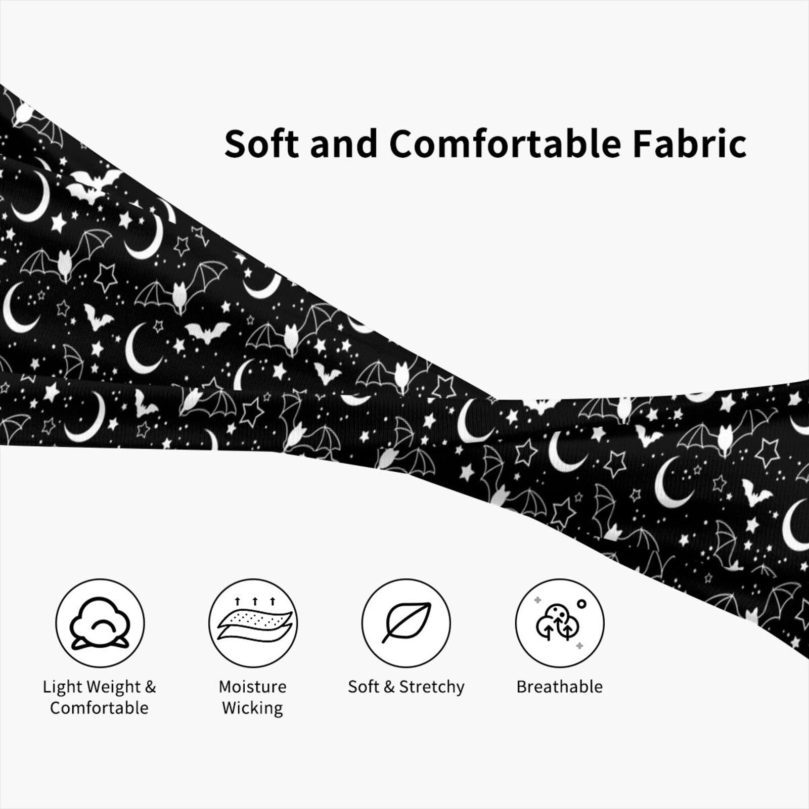 Gothic Goth Bat Headbands Stars Moon Sweatband Fashion Summer Hair Bands for Tennis,Basketball,Running,Gym,Working Out: One Size Gothic-1