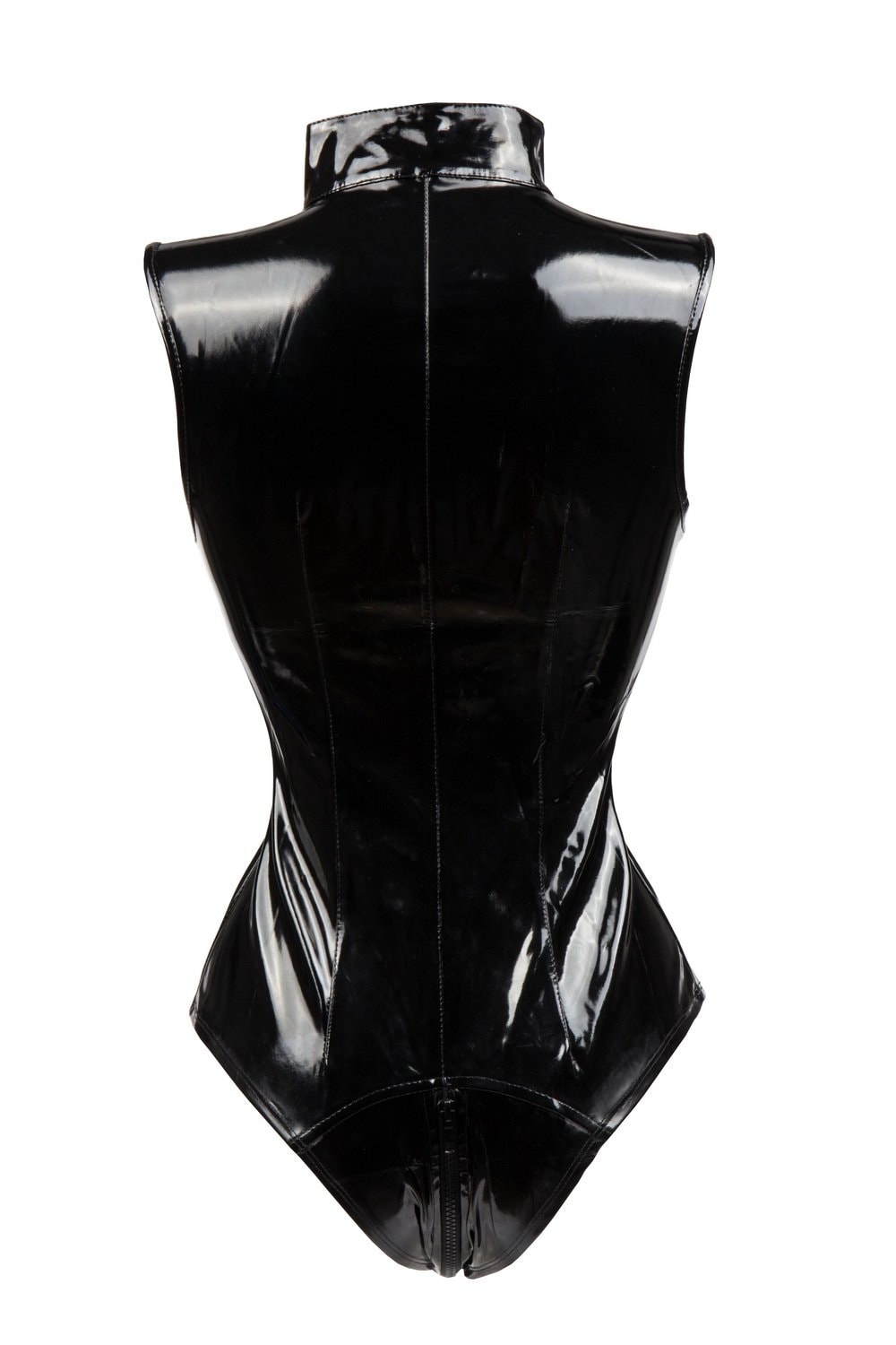 bslingerie Sexy Wet Look PVC Zip Up Clubwear Bodysuit Teddy: Black Teddy XX-Large