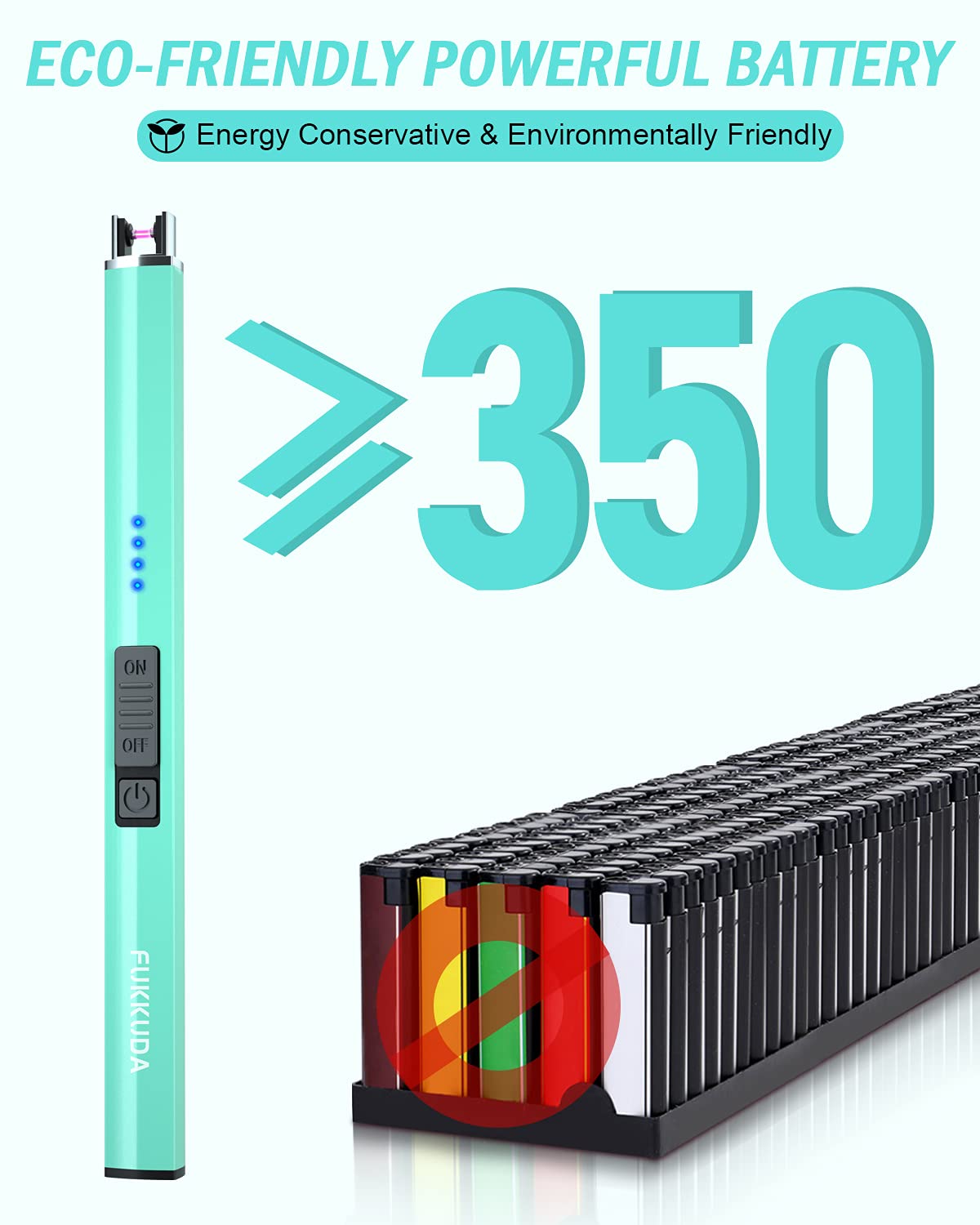 FUKKUDA Electric Candle Lighter with Safety Switch - USB Rechargeable Windproof & Flameless Plasma Arc Lighter for Easter Basket Stuffers (Obsidian Black): Tiffany Blue Standard