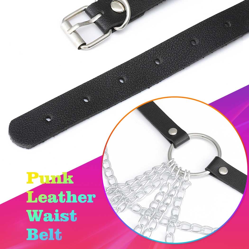 Cosydays Punk Leather Waist Chain Belt Black Harness Body Chain Layered Belly Chains Rave Outfits Body Chain Jewelry for Women: Cosydays Punk Leather Waist Chain Belt Black Harness Body Chain Layered Belly Chains Rave Outfits Body Chain Jewelry for Women