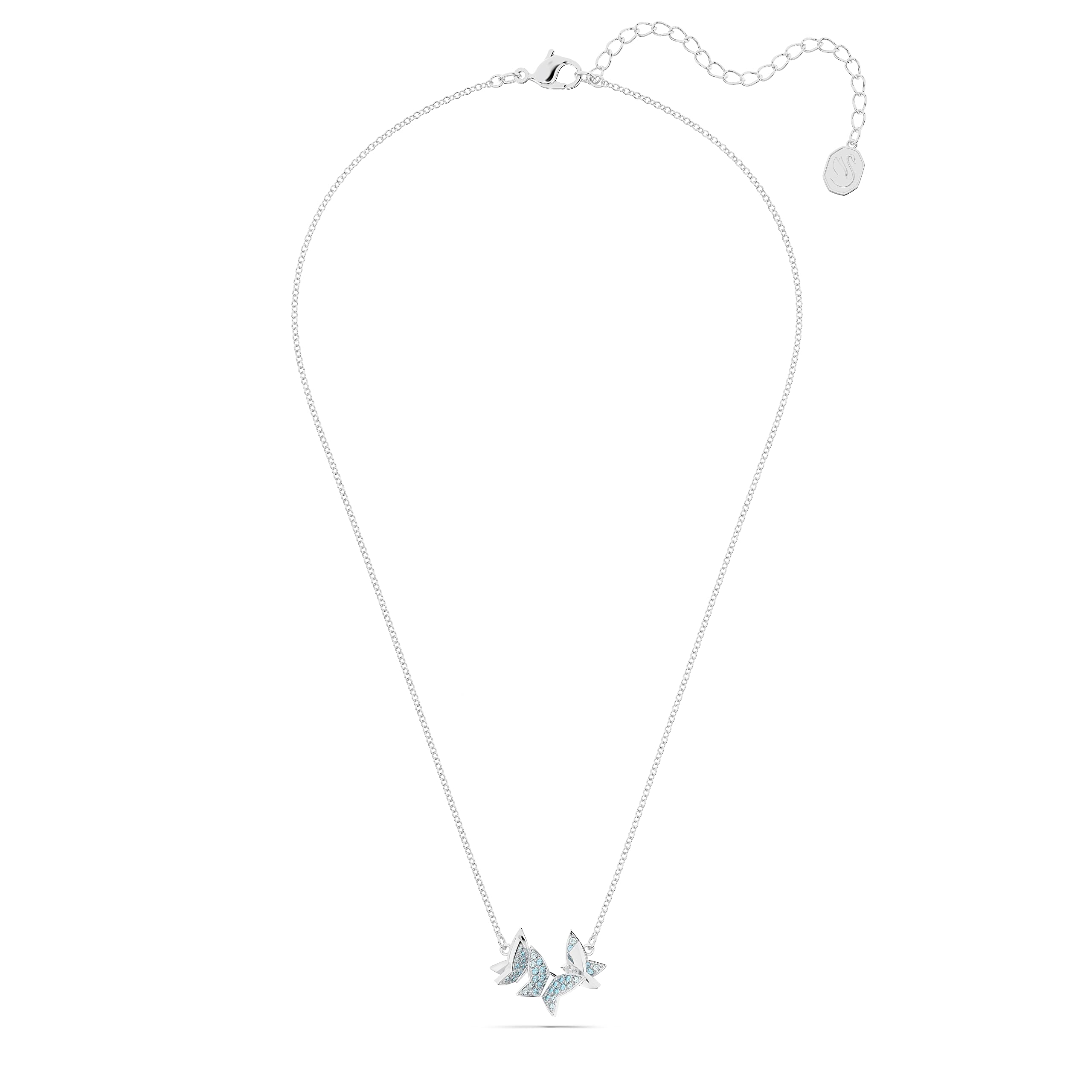 Swarovski Lilia Butterfly Necklace, Earrings, and Bracelet Crystal Jewelry Collection, Blue Crystals in a Rhodium Tone Finished Setting