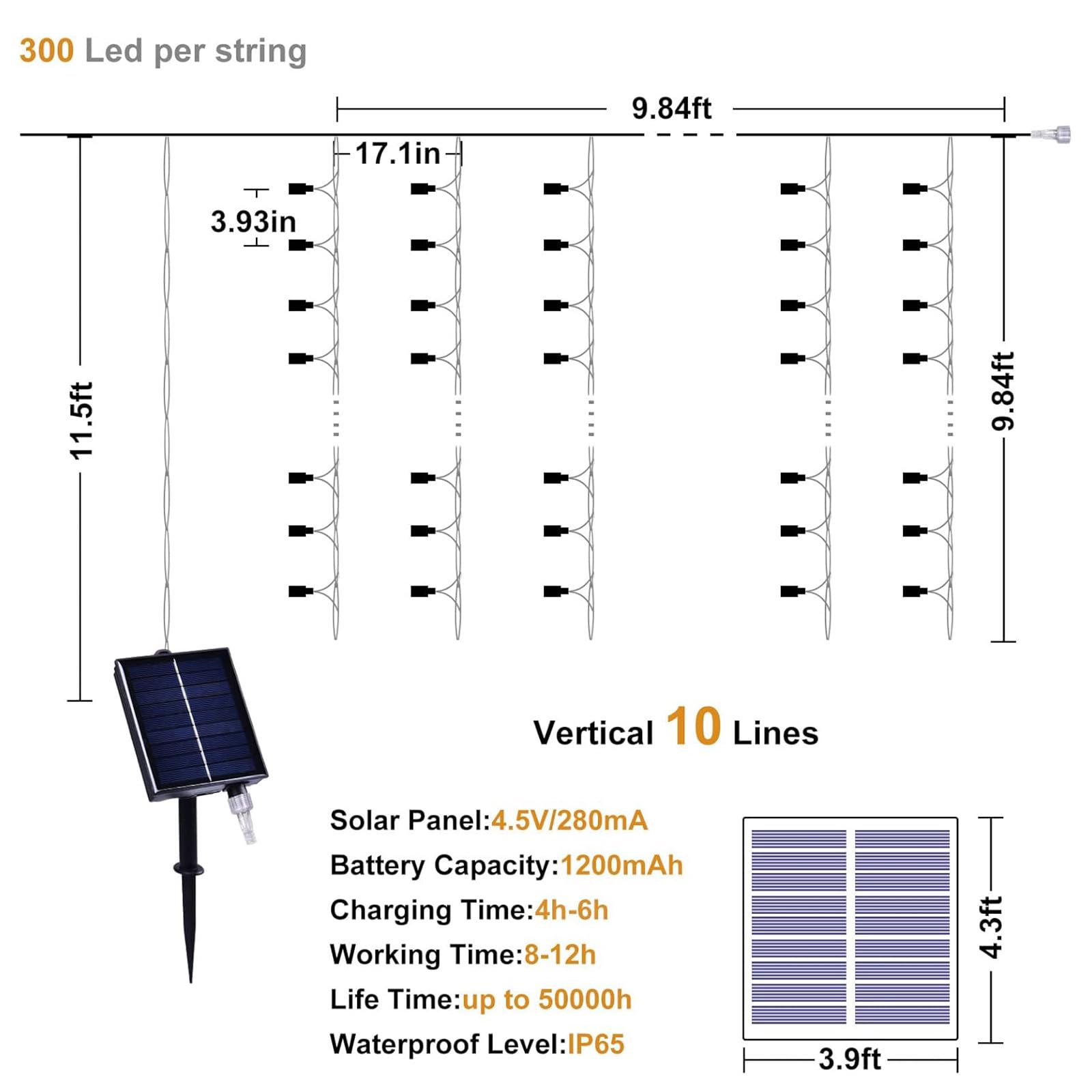 XINXIANLIAN 300LED Solar Curtain Lights Outdoor Indoor 8 Modes Solar Fairy Curtain String Lights Waterproof Twinkle Lights for Home Garden Patio Gazebo(): Warm White