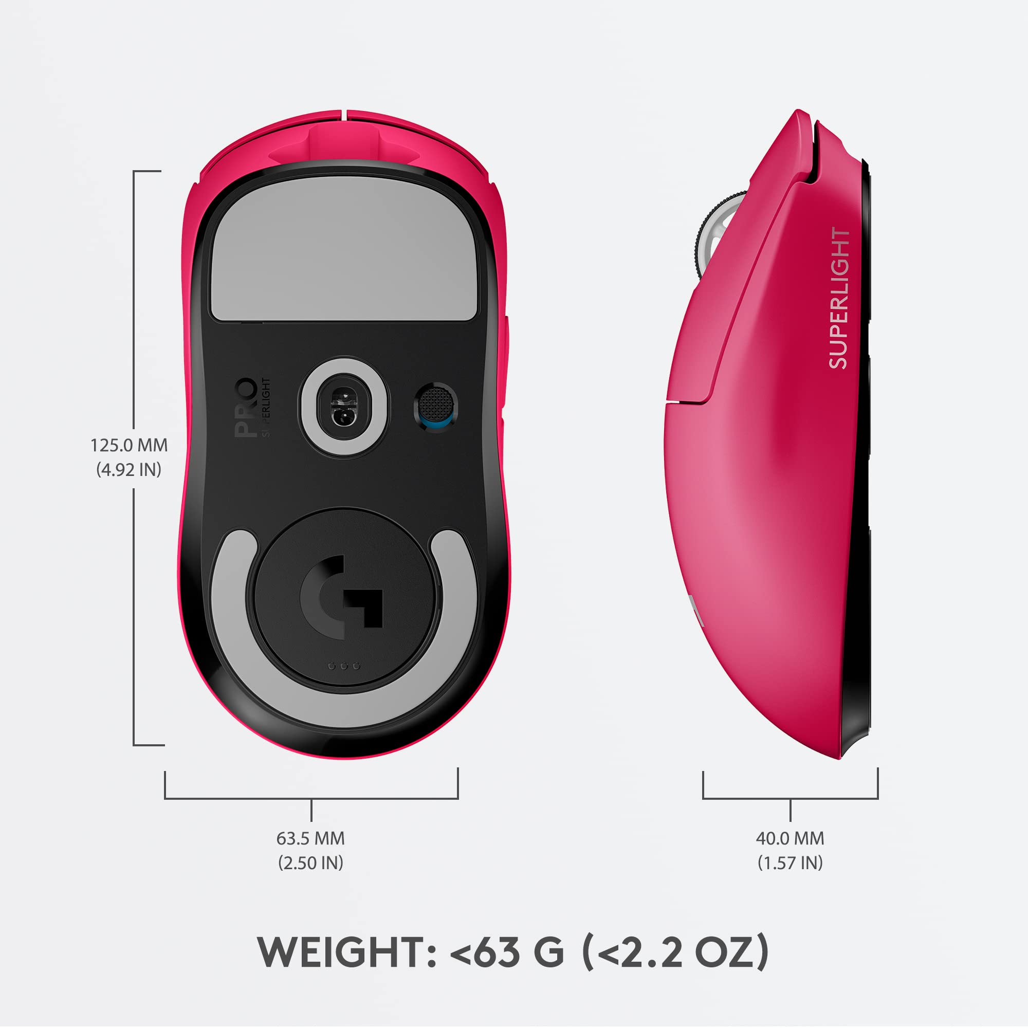 Logitech G PRO X SUPERLIGHT Wireless Gaming Mouse, Ultra-Lightweight, HERO 25K Sensor, 25,600 DPI, 5 Programmable Buttons, Long Battery Life, Compatible with PC / Mac - Black