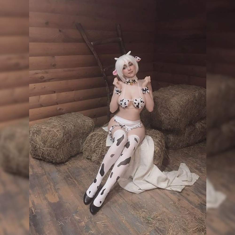 YOMORIO Cow Anime Lingerie for Womens Sexy Anime Cow Bikini Lolita Japanese Cosplay Underwear with Stocking: YOMORIO Cow Anime Lingerie for Womens Sexy Anime Cow Bikini Lolita Japanese Cosplay Underwear with Stocking