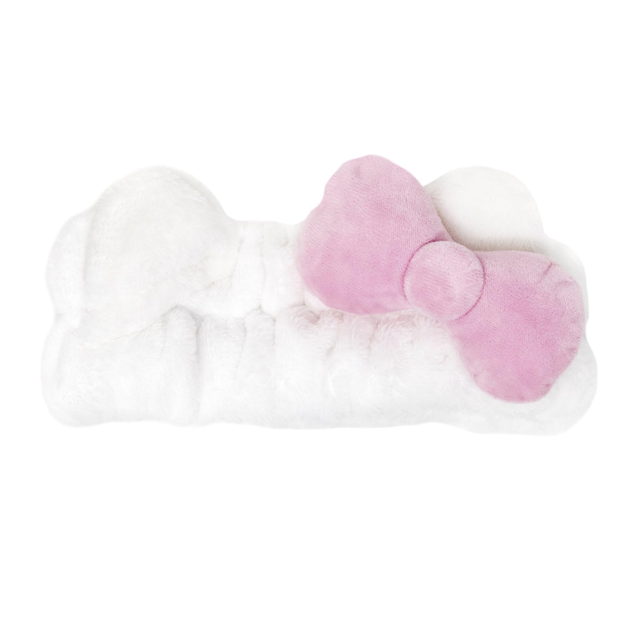 The Crème Shop Hello Kitty x Plush Spa Headband with Hello Kitty's Signature Bow, Face Wash Hair Band For Women: Pink