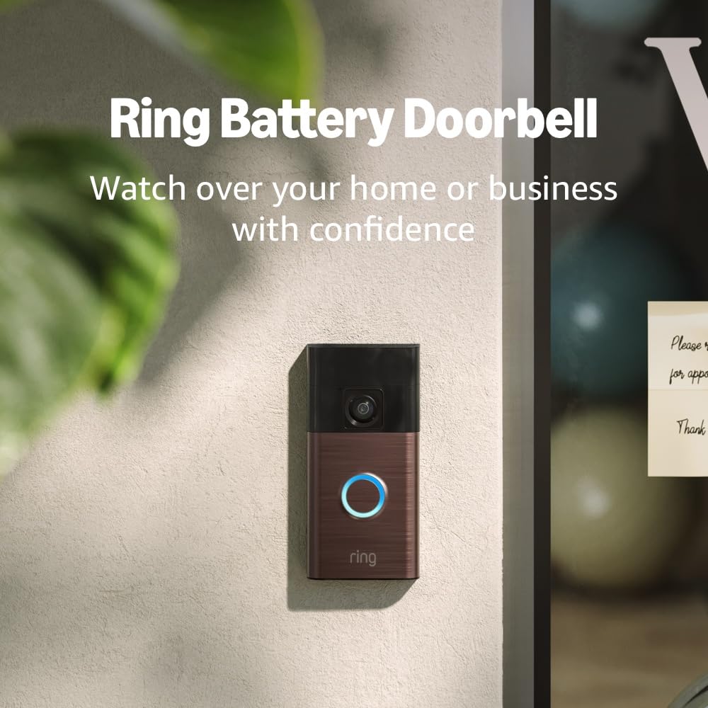Ring Battery Doorbell | Home or business security with Head-to-Toe Video, Live View with Two-Way Talk, and Motion Detection & Alerts (newest model), Venetian Bronze: Venetian Bronze 1 Doorbell