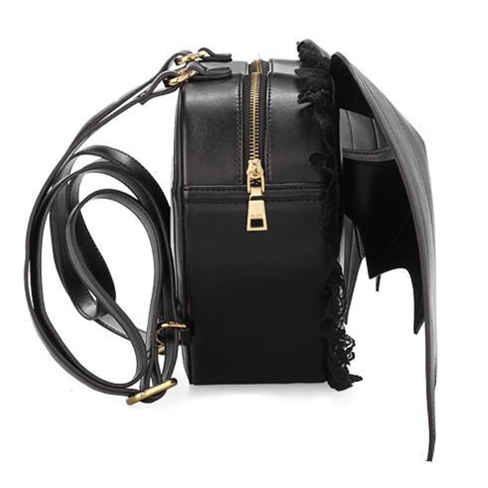 NEEVAS Fashion Girl Gothic Black Bat Heart Wings  Goth Punk Lace Wing Bag: Backpack