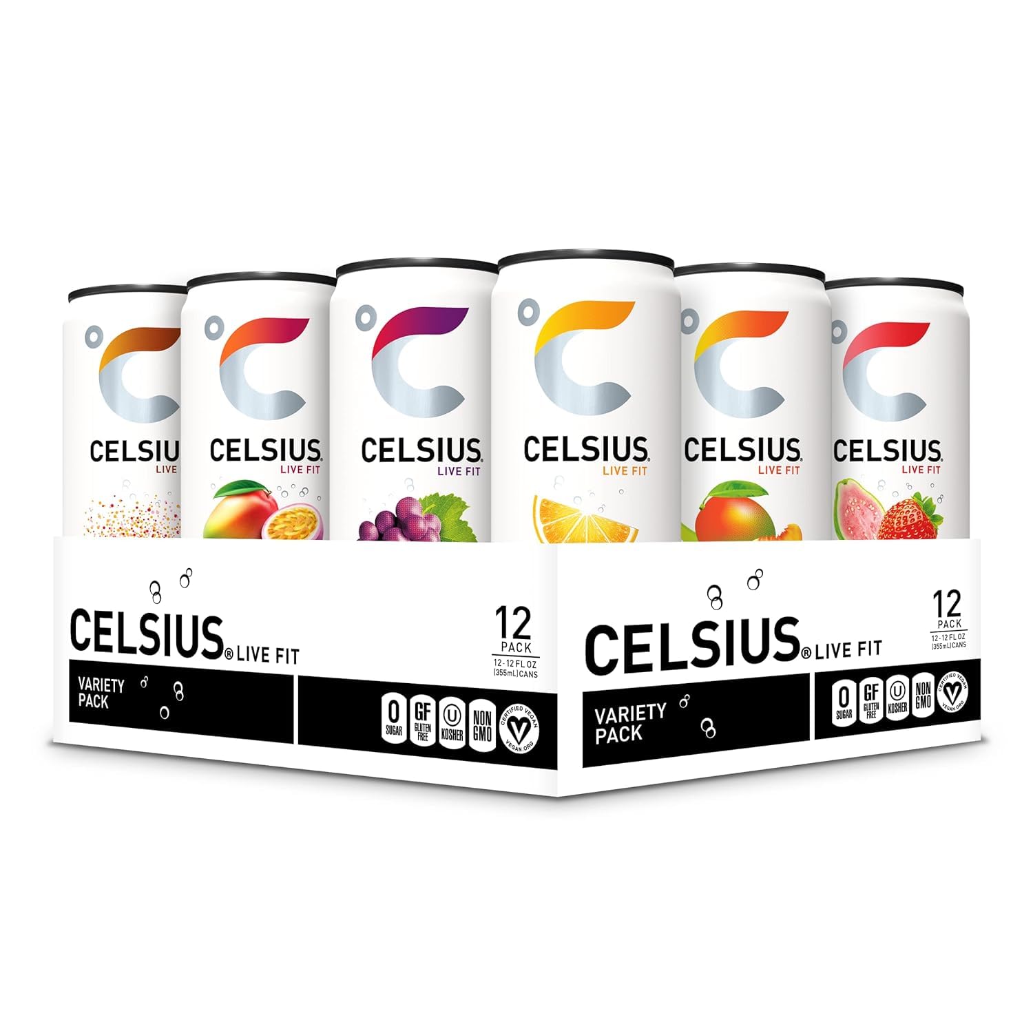 CELSIUS Sparkling , Functional Essential Energy Drink 12 Fl Oz (Pack of 12): Assorted Flavor Variety
