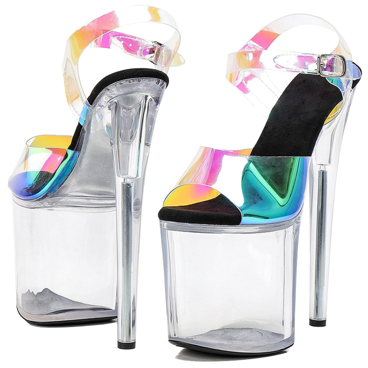 WUXIN H&P Women's Clear Platform Exotic Pole Dance Ankle-Strap Sandal 8 Inch Round Toe Fashion Model Sexy Stiletto Custom Dress shoes High Heel