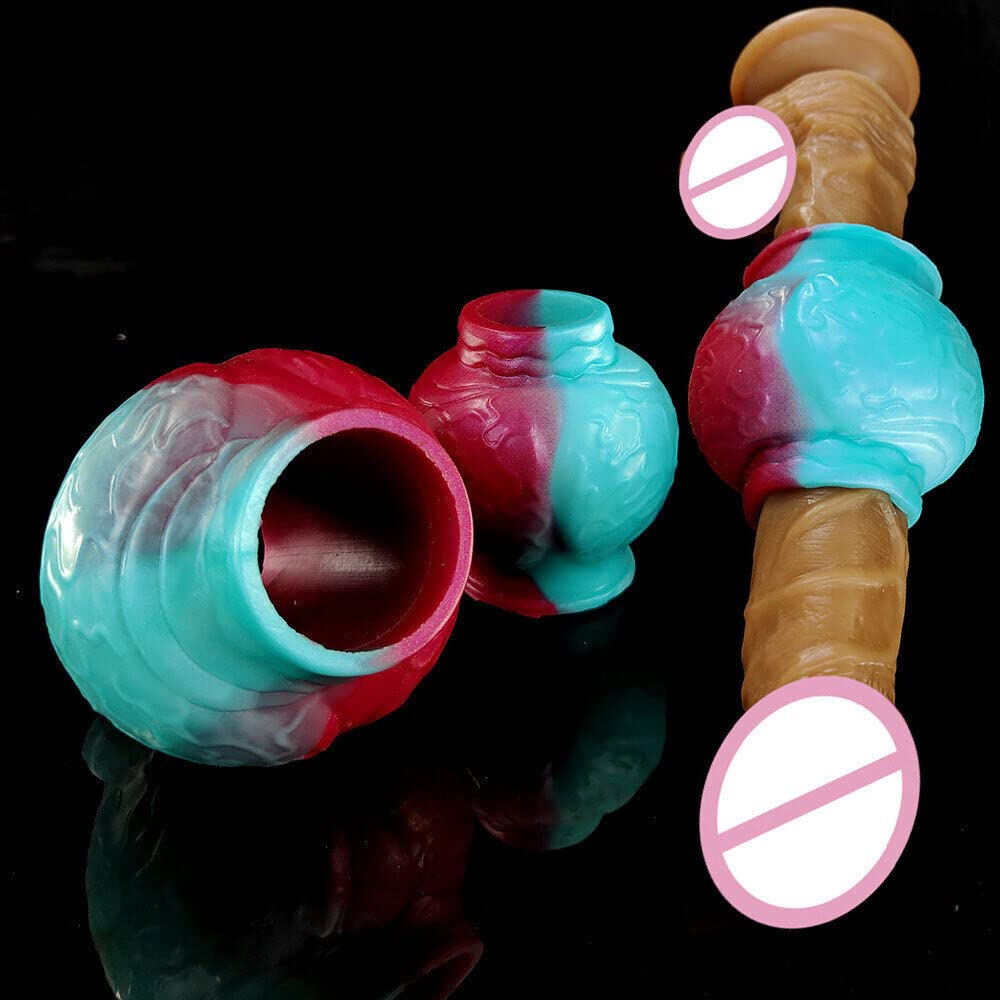 Silicone Large Knot Dildo Cock Ring Penis Sleeve Vaginal Anal Stimulate Ring Toys (M): Large