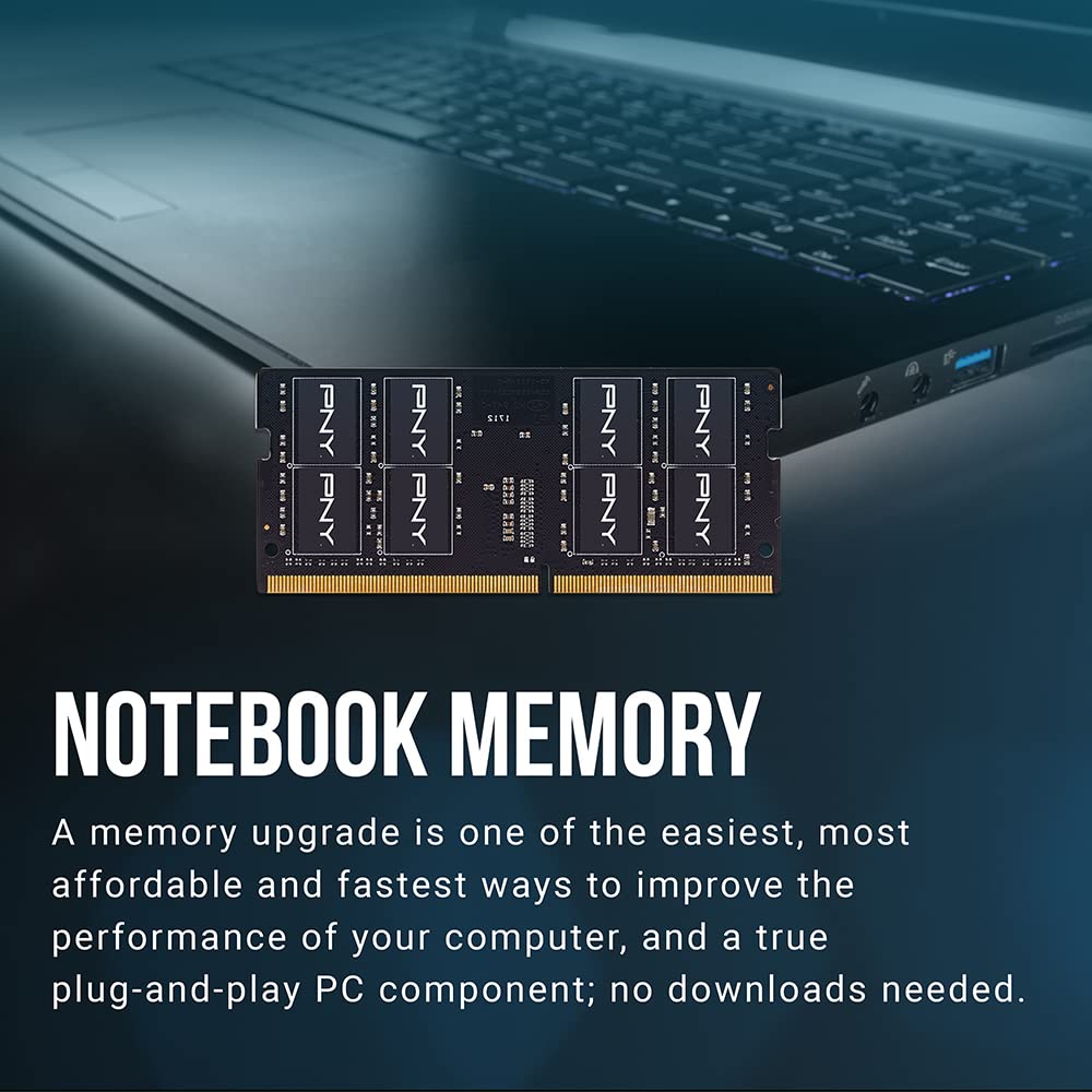 PNY Performance 64GB (2x32GB) DDR4 DRAM 3200MHz (PC4-25600) CL22 1.2V Dual Rank Notebook/Laptop (SODIMM) Computer Memory Kit – MN64GK2D43200-TB