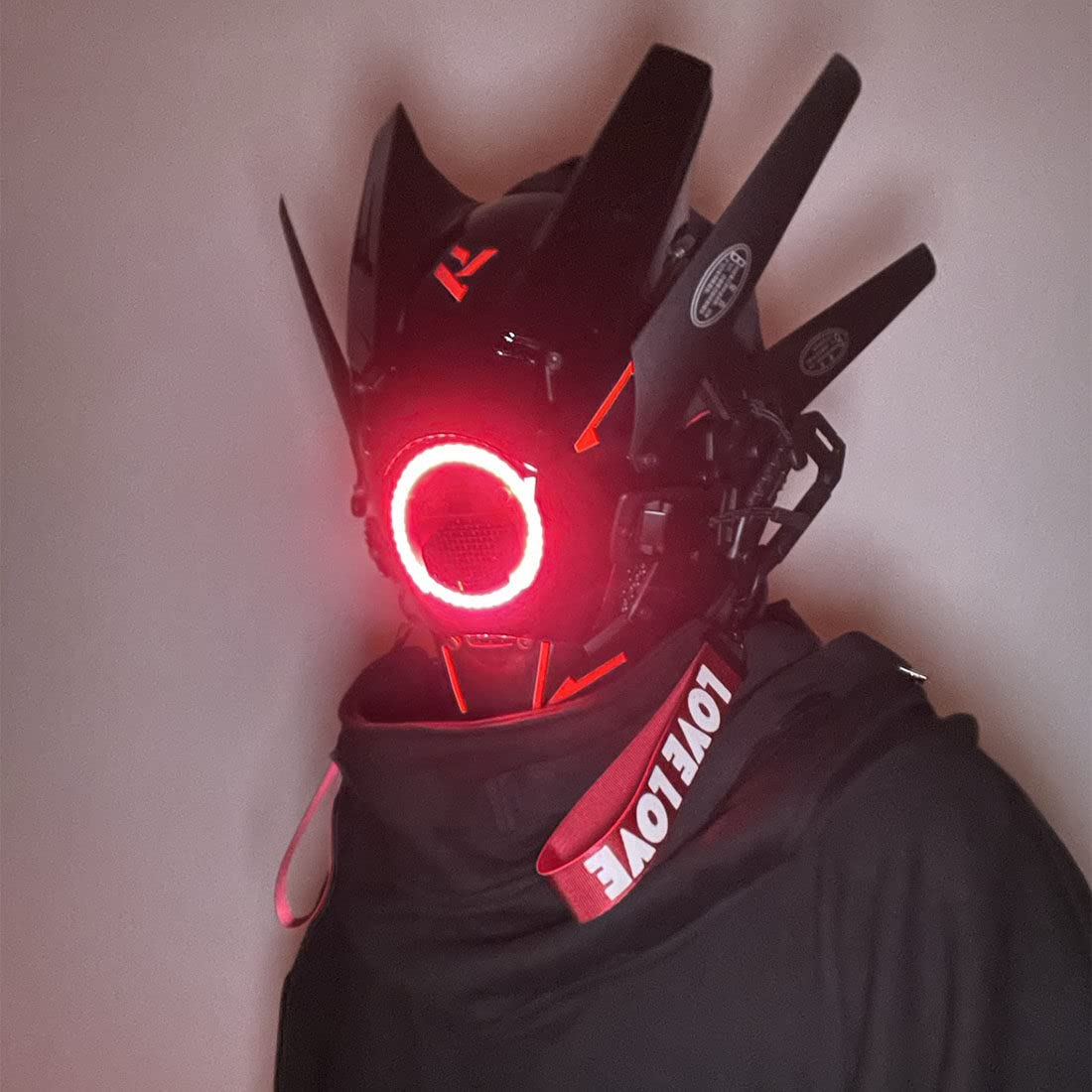 OYDL Cosplay Helmet for Men, Futuristic Tech Punk Mask with LED Light for Cyberpunk Cosplay: Type G