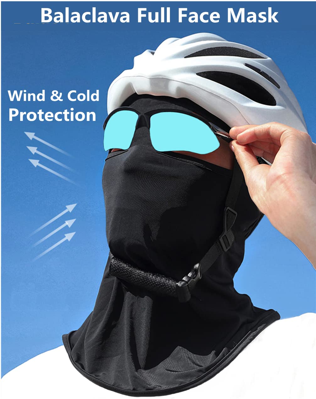 bodbop Balaclava Ski Face Mask Windproof Full Head Mask Sun UV Protection Face Cover for Men Women Outdoor Sports Cycling Cap: Black