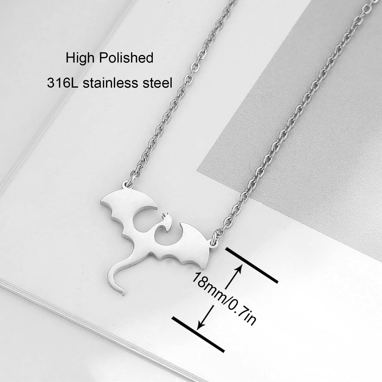 SERYNOW Stainless Steel Dragon Necklace for Women Men, Minimalist Cool Dragon Pendant Necklace Gift