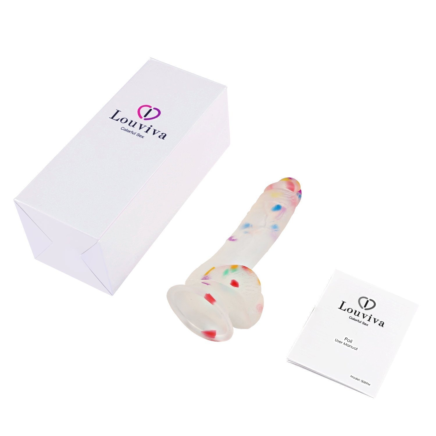 Louviva Confetti Dildo Realistic Clear Silicone Suction Cup Women Sex Toy, 7.6 Inch, Sex Toy for Adults: Louviva Confetti Dildo Realistic Clear Silicone Suction Cup Women Sex Toy, 7.6 Inch, Sex Toy for Adults