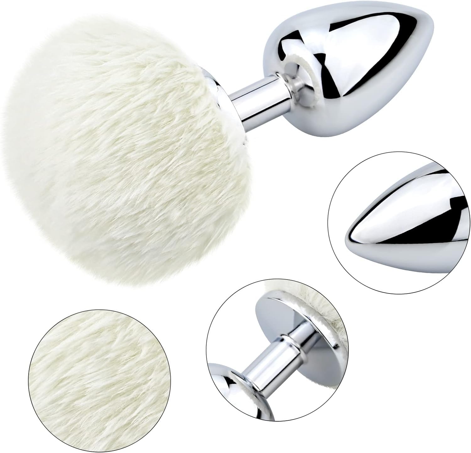 Small Anal Plug, Rabbit Bunny Tail Anal Plug for Cosplay, Butt Plug Adult Sex Toys for Sexual Enjoyment (White-Small): Small White