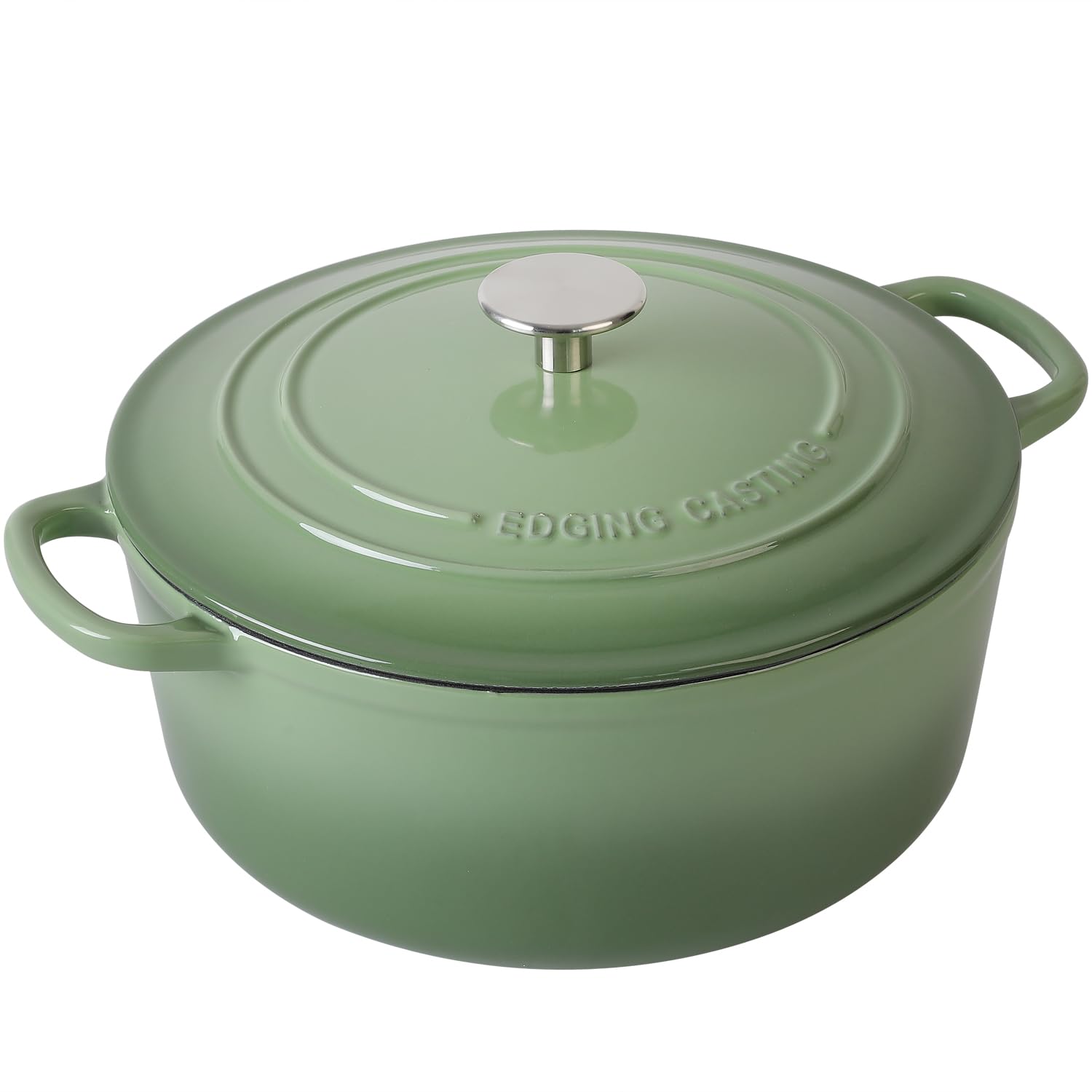EDGING CASTING Enameled Cast Iron Covered 5.5 Quart Dutch Oven with Dual Handle, Dutch Ovens with Lid for Bread Baking, Pink: 7QT Pistachio Green
