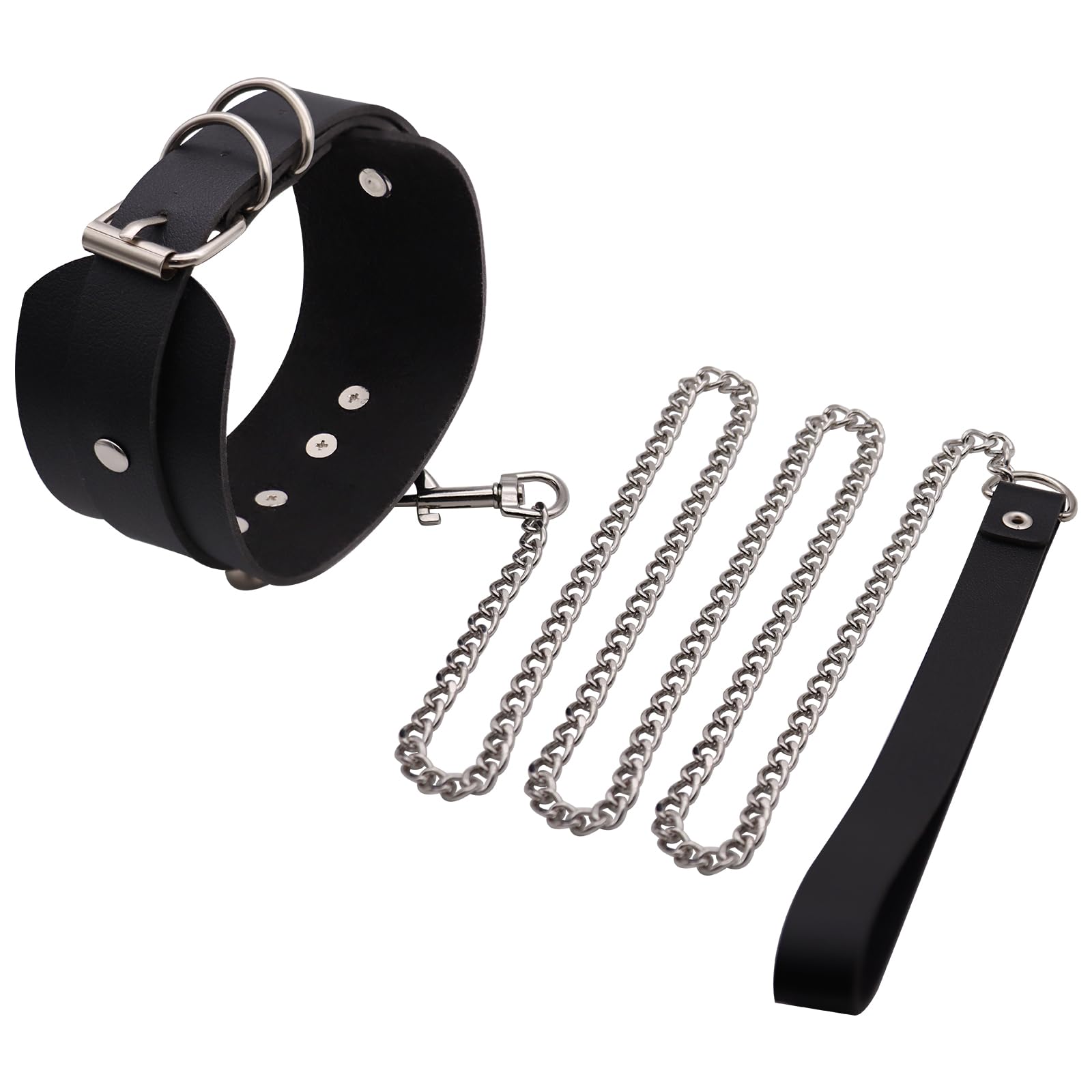 KISSHAKE Leather Collar Leash Set, Leather Choker Necklace for Women Black Collar