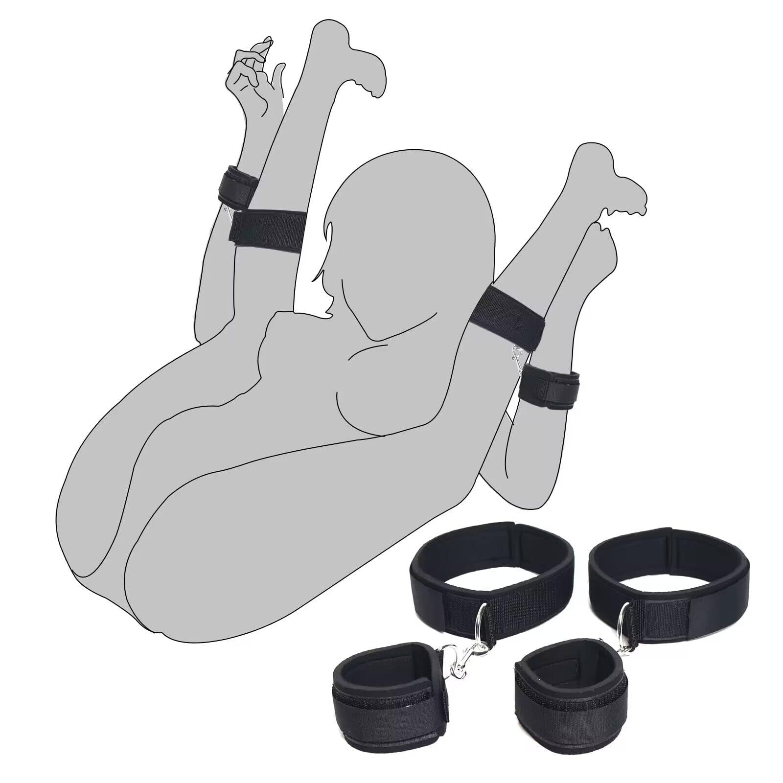 Sex Bondage Wrist & Thigh Cuffs BDSM Restraints Set, Sex Toys for Women with Adjustable Leg Straps Handcuffs for Couple Beginner SM Game Play: Wrist &amp; Thigh Cuffs