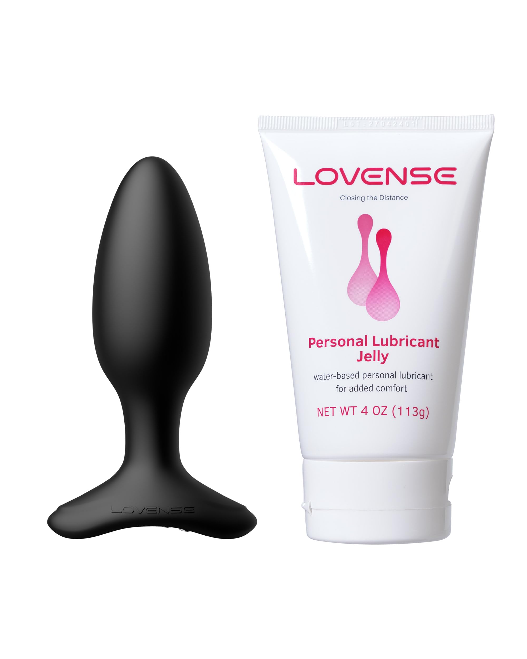 LOVENSE Hush 2 Butt Plug Vibrator 1.5" Anal Plug Sex Toys + LOVENSE Personal Lubricant Privacy Water-Based lube Non-Sticky Lubrication for Men, Women and Couples