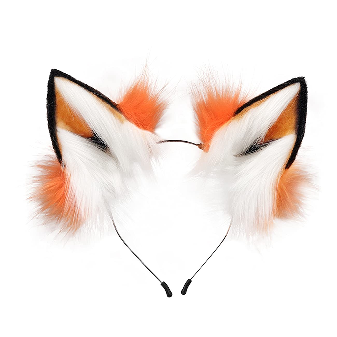 QinRuan Fox Cat Long Fur Ears Hair Headwear Wolf Animal Anime Halloween Cosplay Costume: Orange