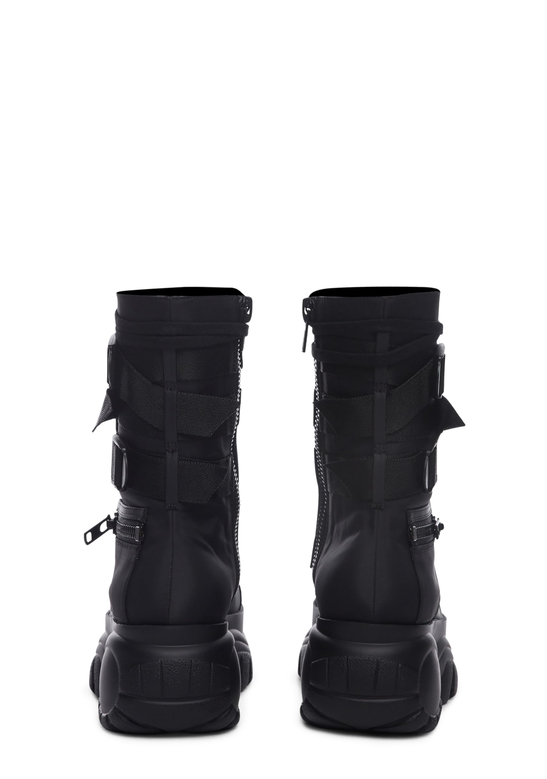 Dolls Kill Mad Hustle Pocket Combat Boots by Poster Grl – Chunky Platform Combat Boots with Zipper Pockets & Buckled Straps